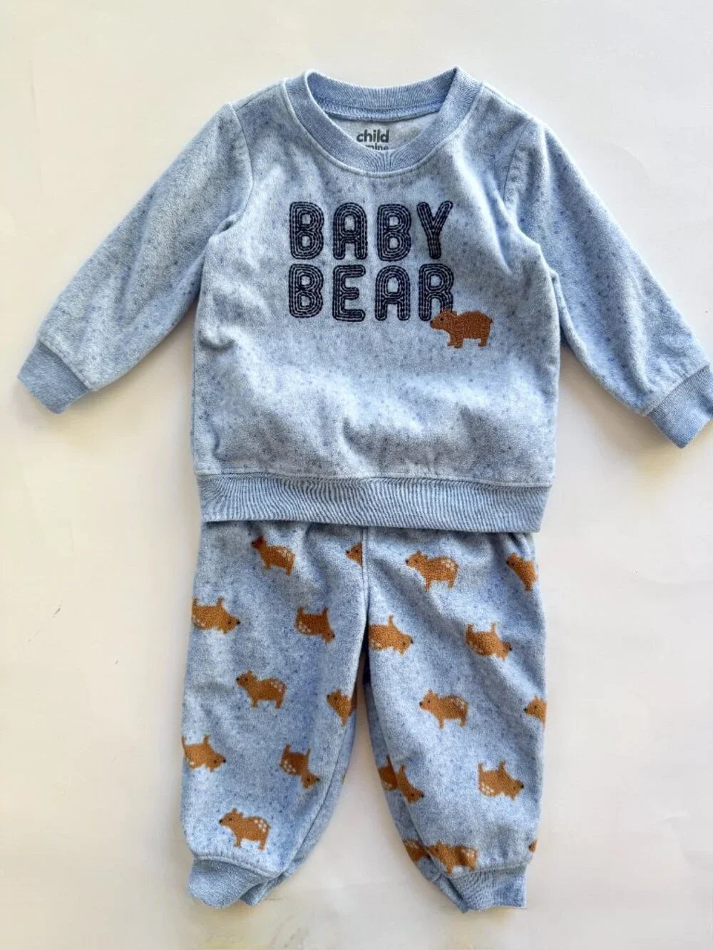 Child of Mine Baby Bear Fleece 2pc Set Blue 6-9M